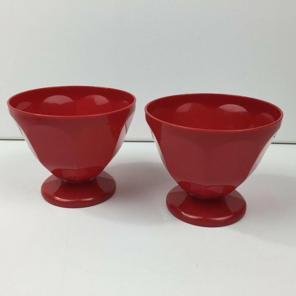 Red Kitchen Set of 8 Plastic 17oz Ice Cream Sundae - Picture 2 of 10